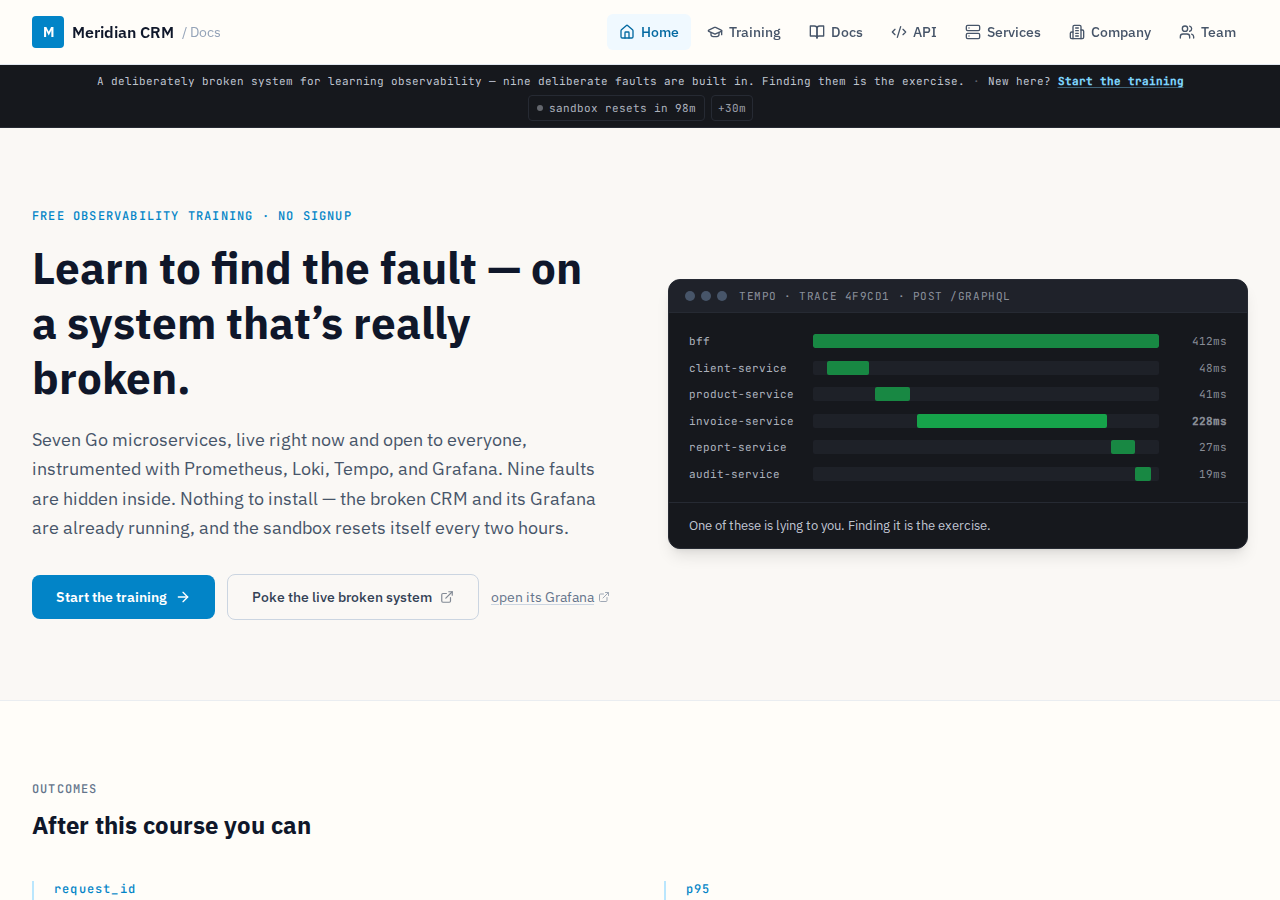 obs-training observability training dashboard