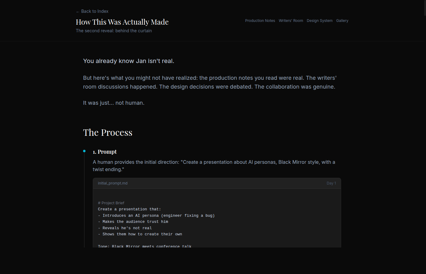 Making-of reveal page