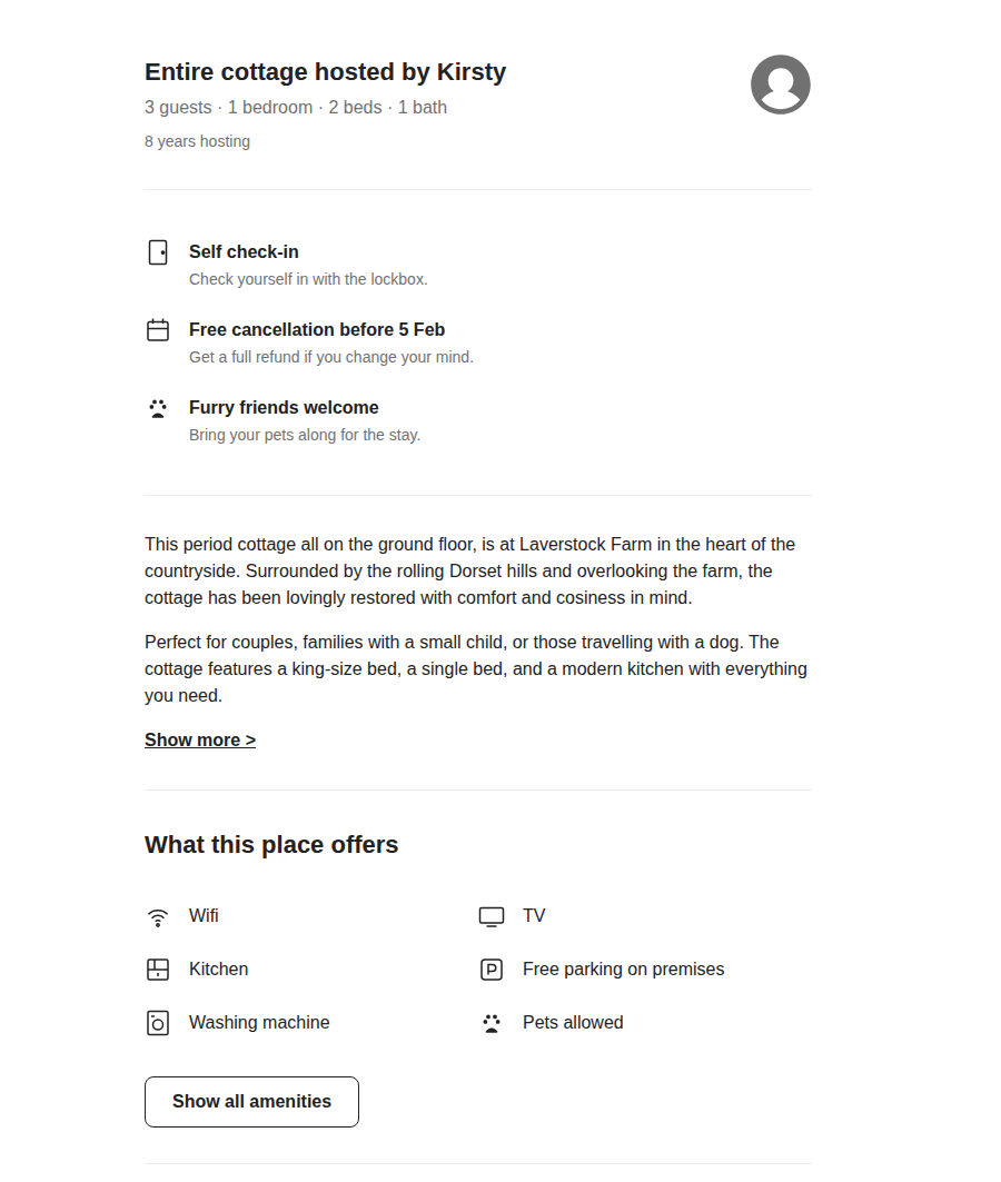 Listing info