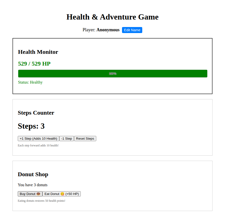 Active gameplay with health bar