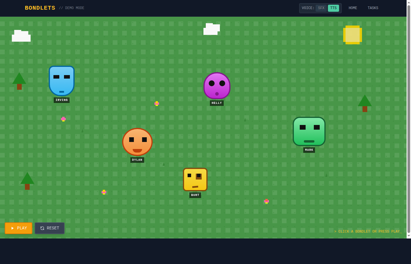 Bondlets characters on game board