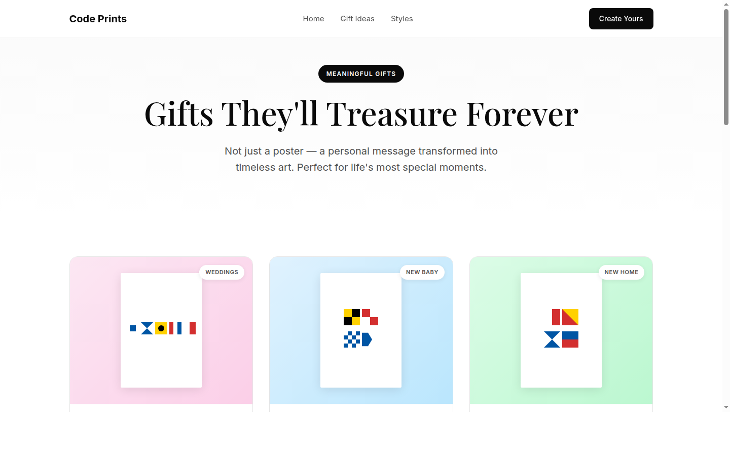 Gift ideas page