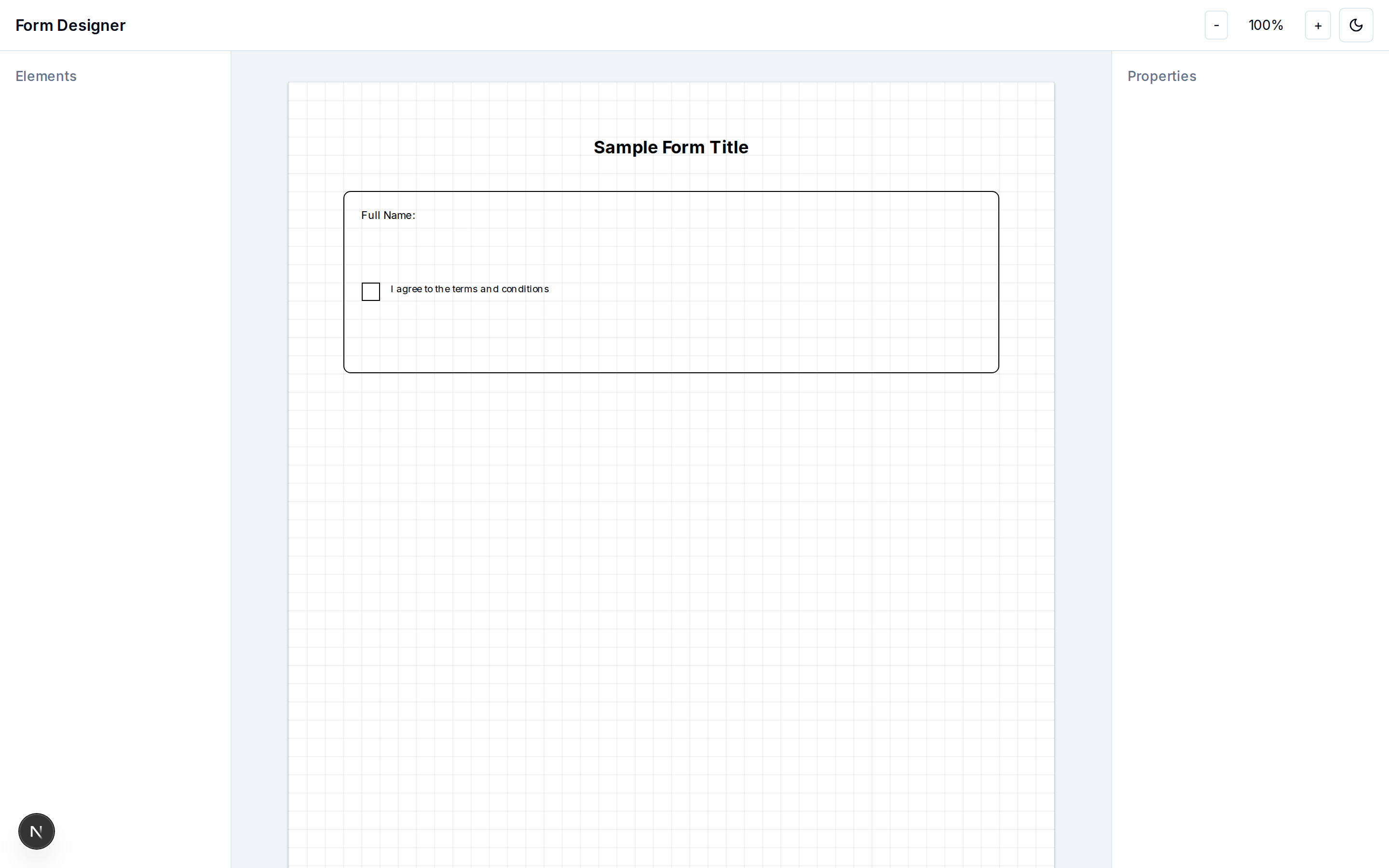 Form designer in light mode