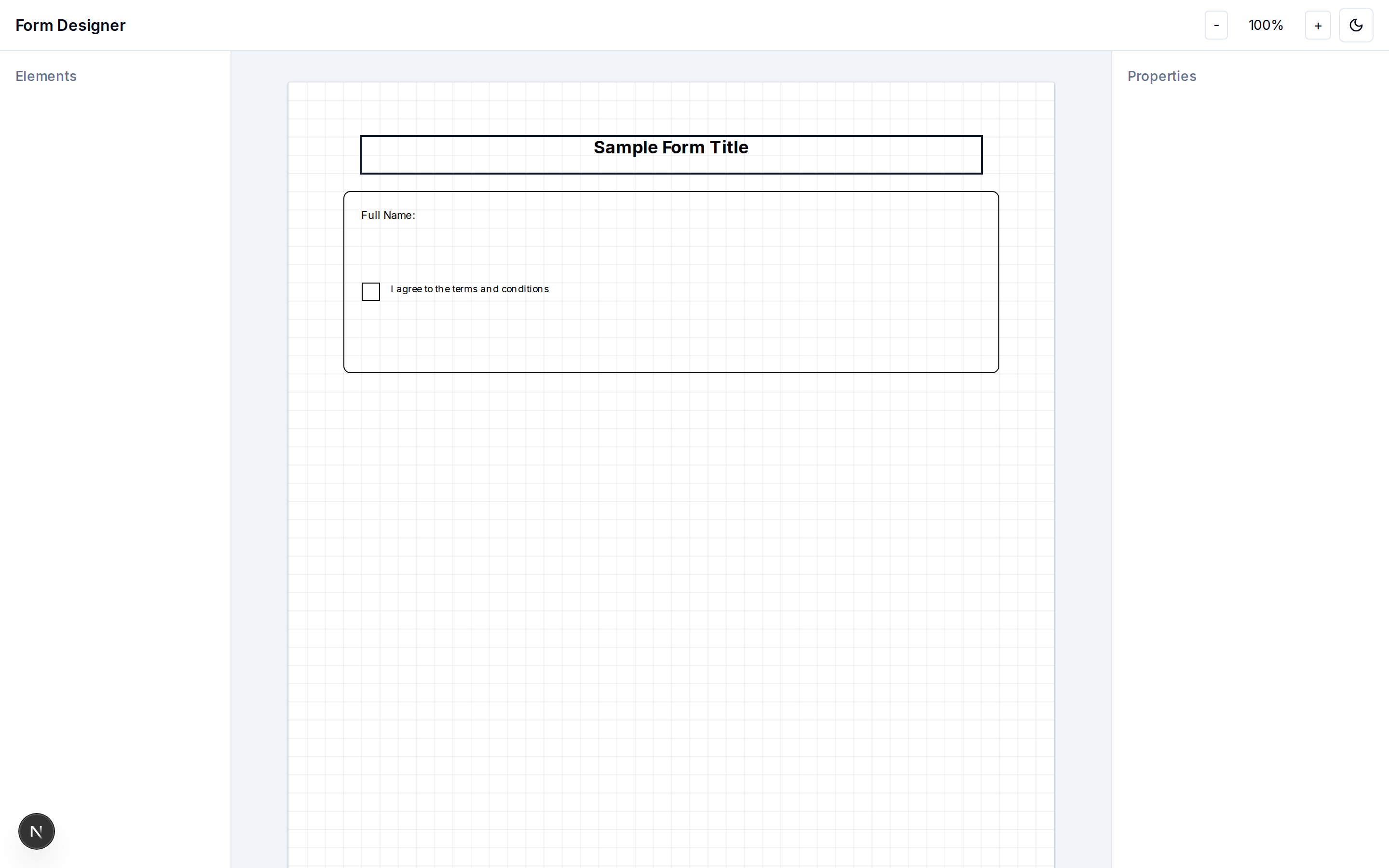 Form designer with selected field
