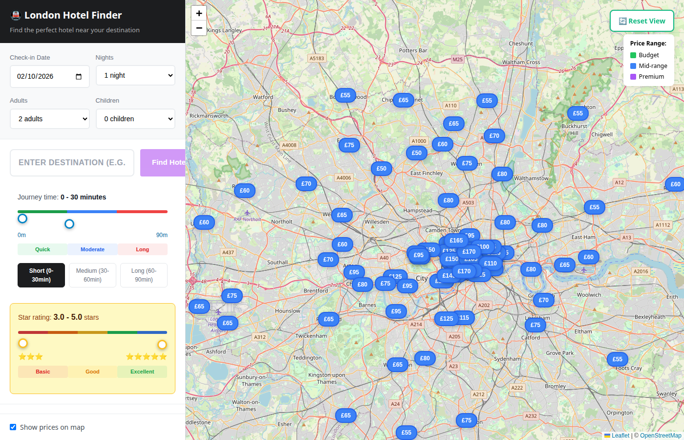 Main map view with tube stations